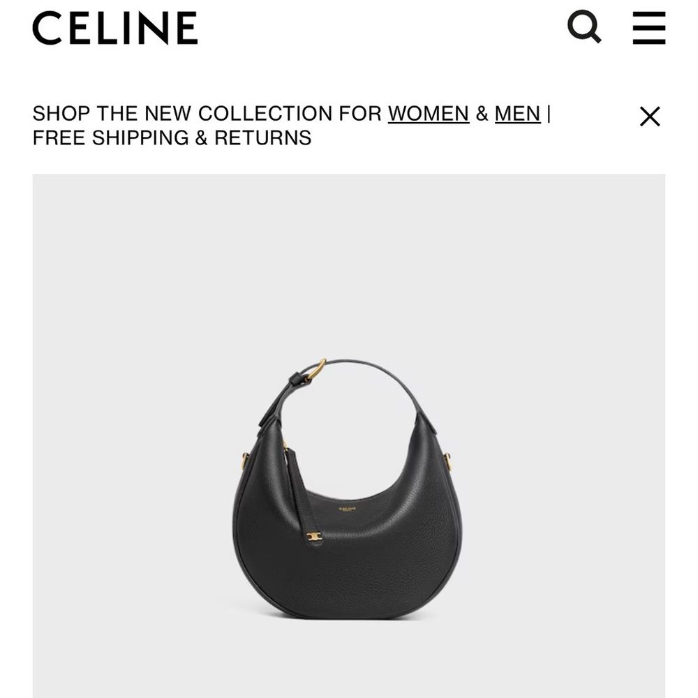 Celine 2025 Black Leather Teen Lulu Hobo $1950